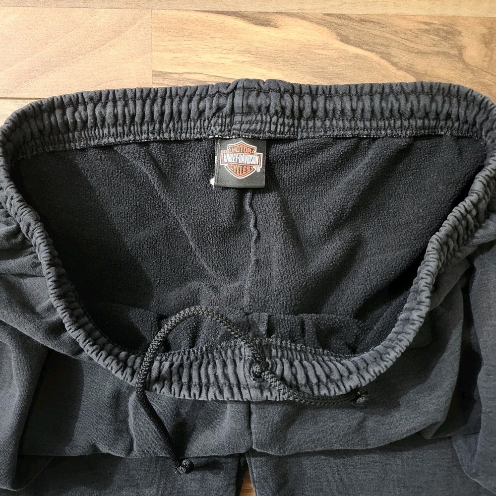 VTG Harley-Davidson Striking Flames Graphic Sweatpants Black Loose Fit Size XL - Picture 12 of 16